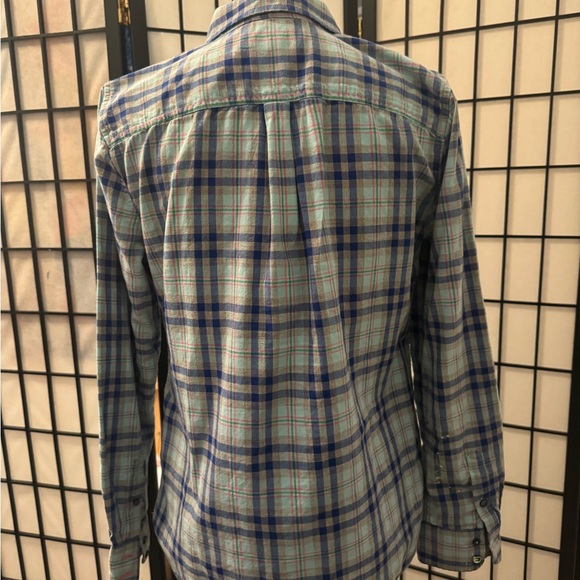 Talbots Plaid Button-Up Ruffle front Shirt - Picture 4 of 5